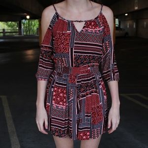 American Eagle Dark Red Patterned Dress